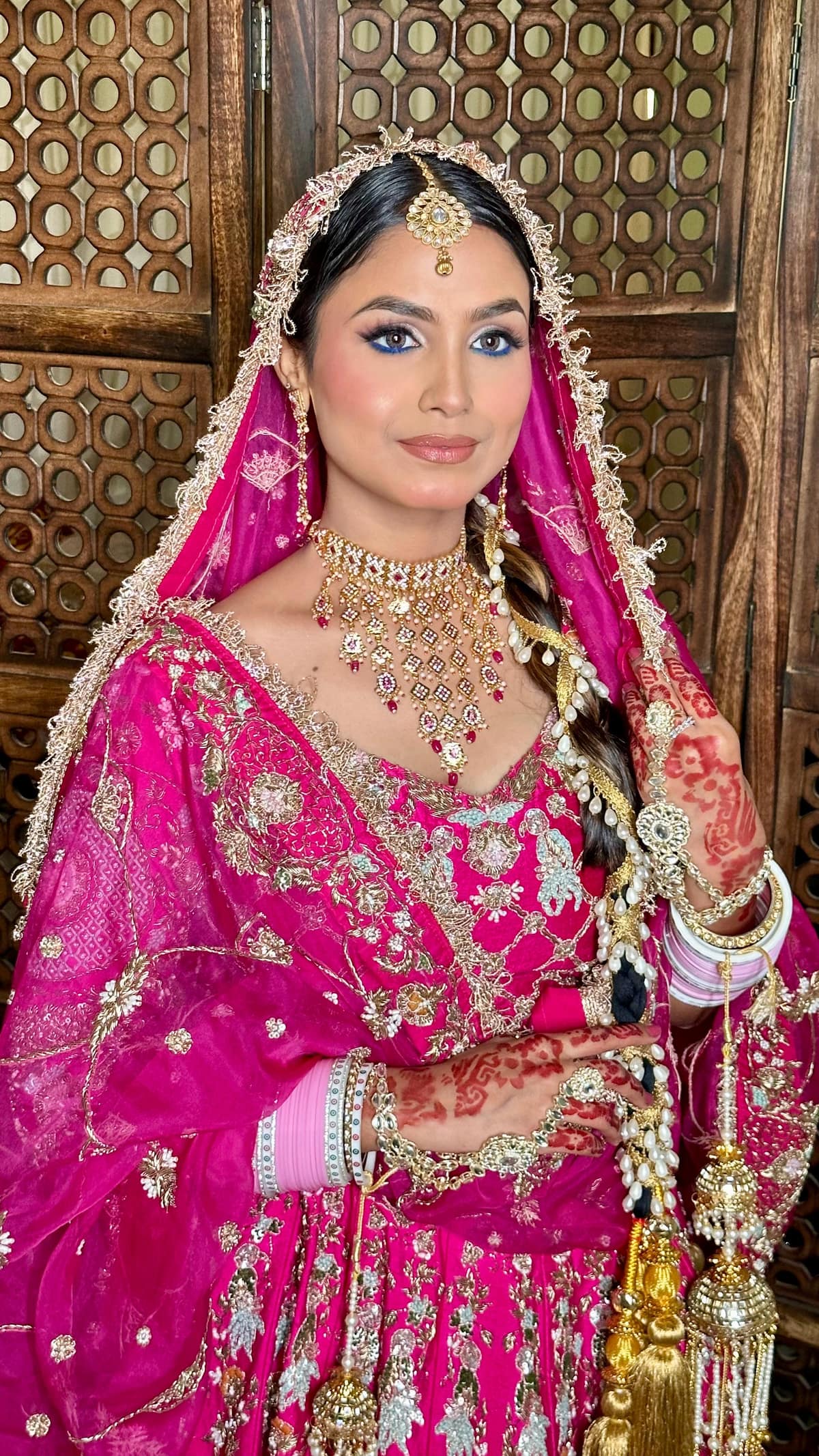 Vibrant Pink & Electric Blue Eye Artistry with Parandi — bridal makeup by Makeovers by Bhuvita, Chandigarh
